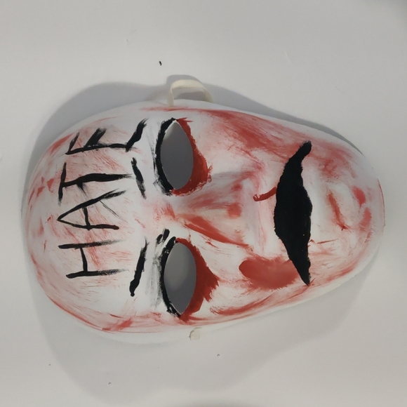 hand painted OOAK HATE creepy horror mask - Picture 2 of 2